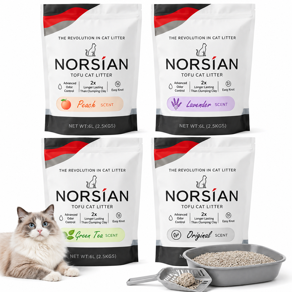 Tofu Cat Litter Pack of 4 for Cats, Clumping, Odor Control, Low Dust, Flushable, Lavender Green Tea Peach Original Scents