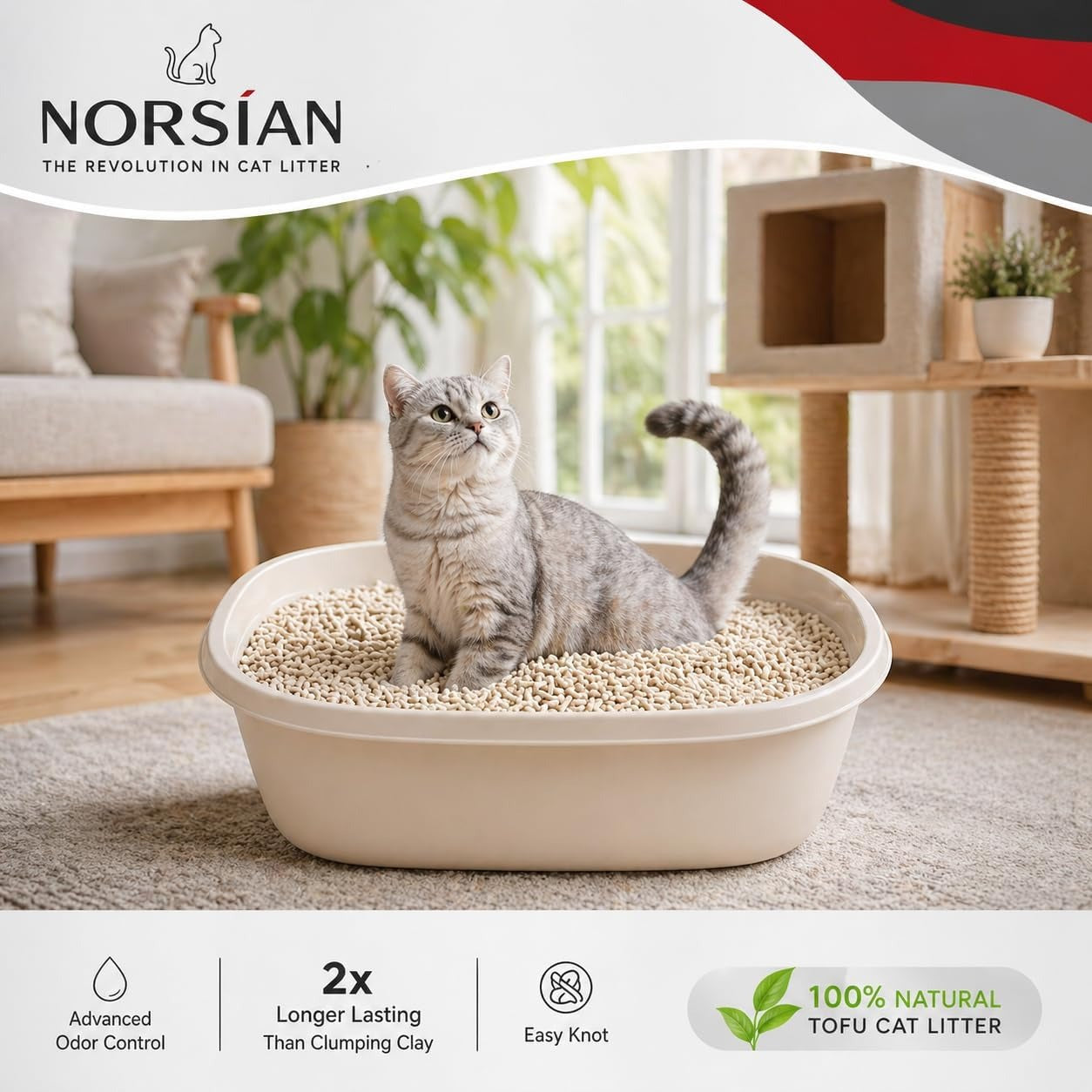 Tofu Cat Litter Pack of 4 for Cats, Clumping, Odor Control, Low Dust, Flushable, Lavender Green Tea Peach Original Scents